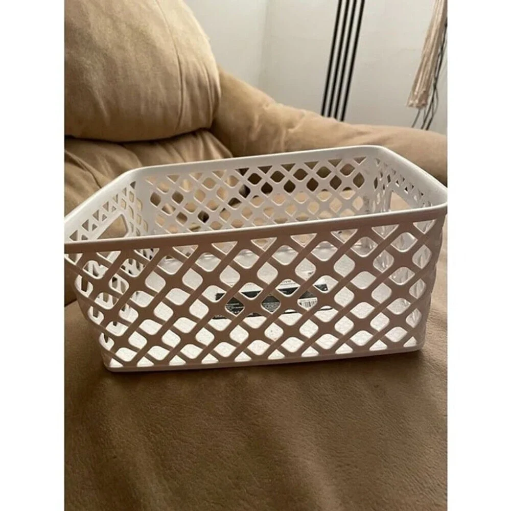Mainstays Small White Decorative Basket 10 x 7.75 x 4